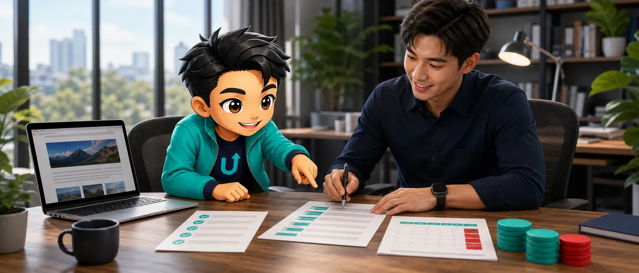 มาสคอต ScaleUpThai ตรวจใบเสนอราคาและแผนงานทำเว็บไซต์กับทีมออกแบบ