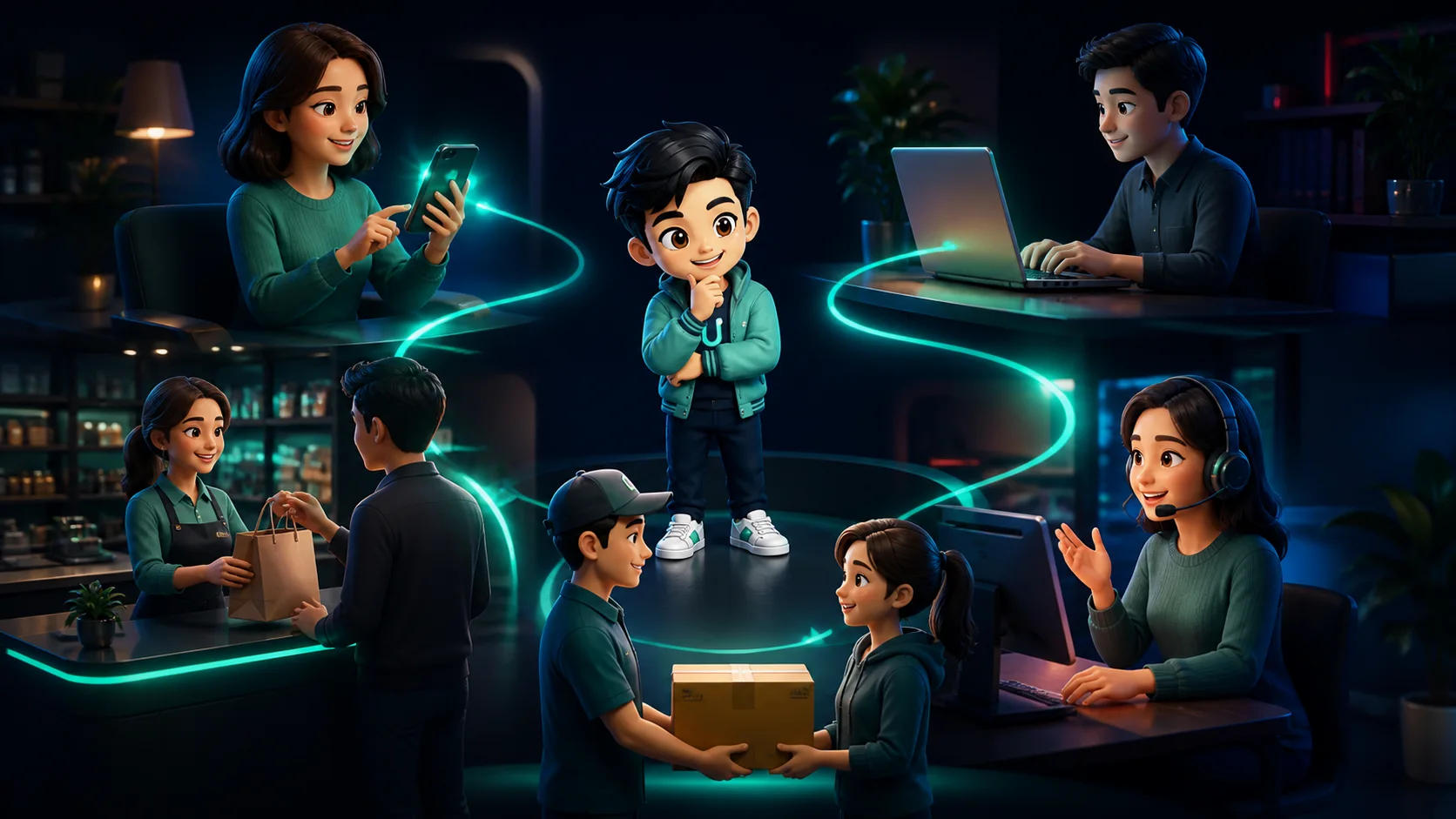 ลูกค้าติดต่อแบรนด์ผ่านโทรศัพท์ เว็บไซต์ หน้าร้าน การจัดส่ง และทีมช่วยเหลือ