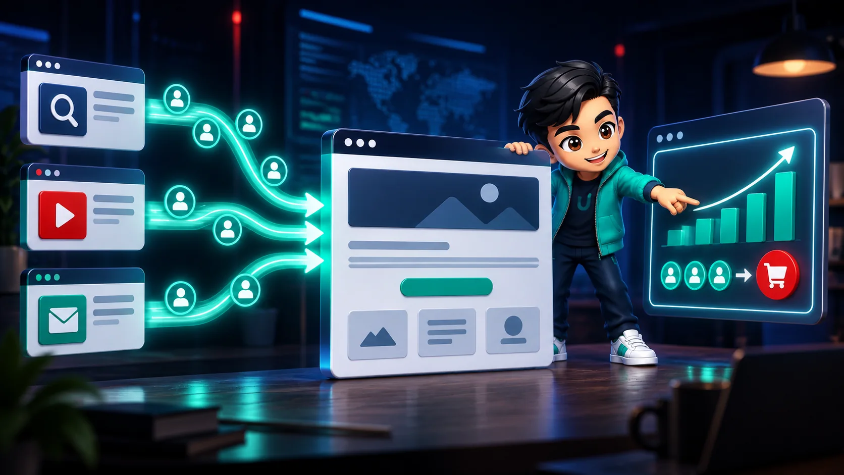 เส้นทางผู้ชมจากโฆษณาและช่องทางต่าง ๆ เข้าสู่ Landing Page เพื่อวัดผลการตัดสินใจ
